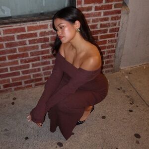 Princess Polly Maxi Sweater Off the Shoulder Dress